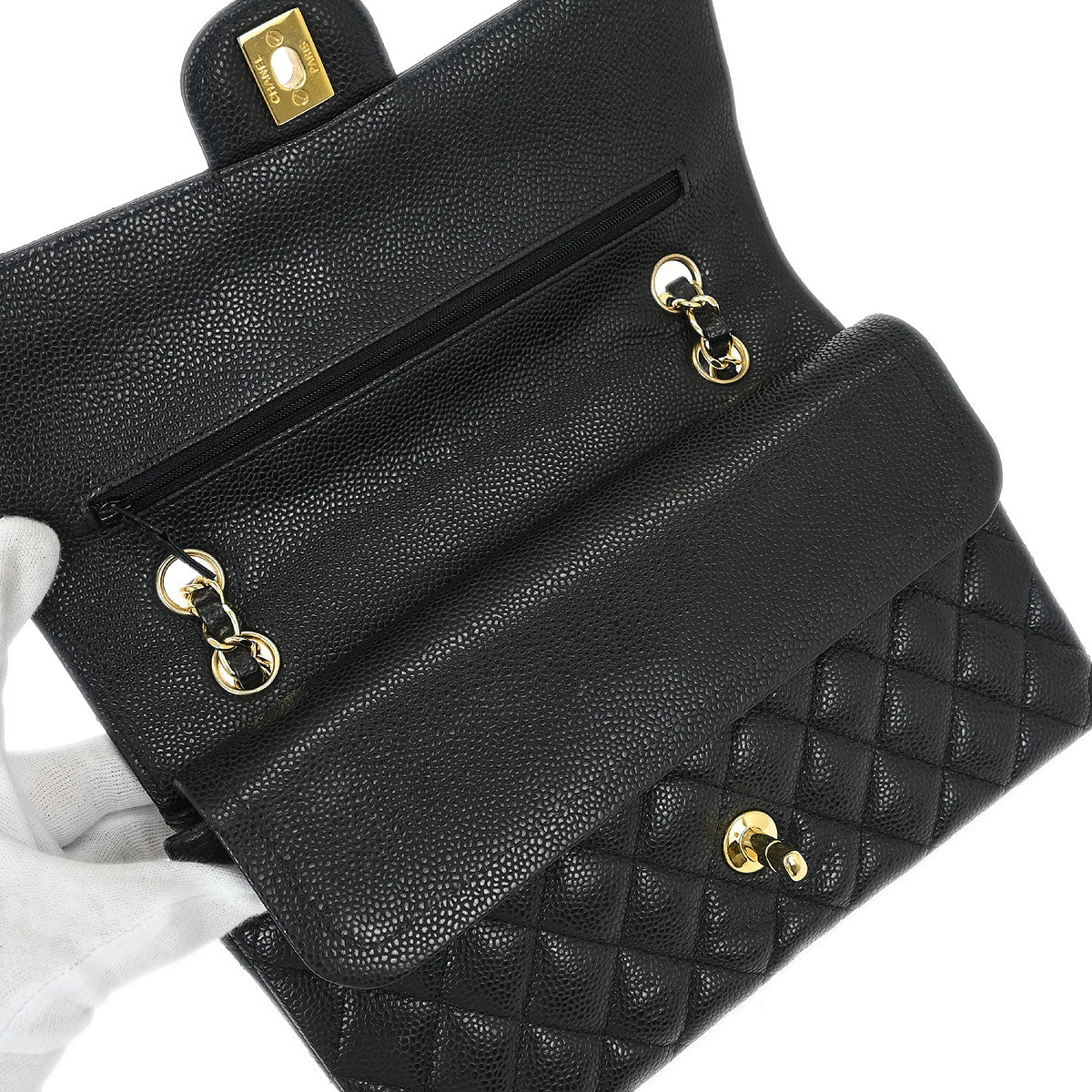 Chanel Black Caviar Medium Classic Double Flap Shoulder Bag