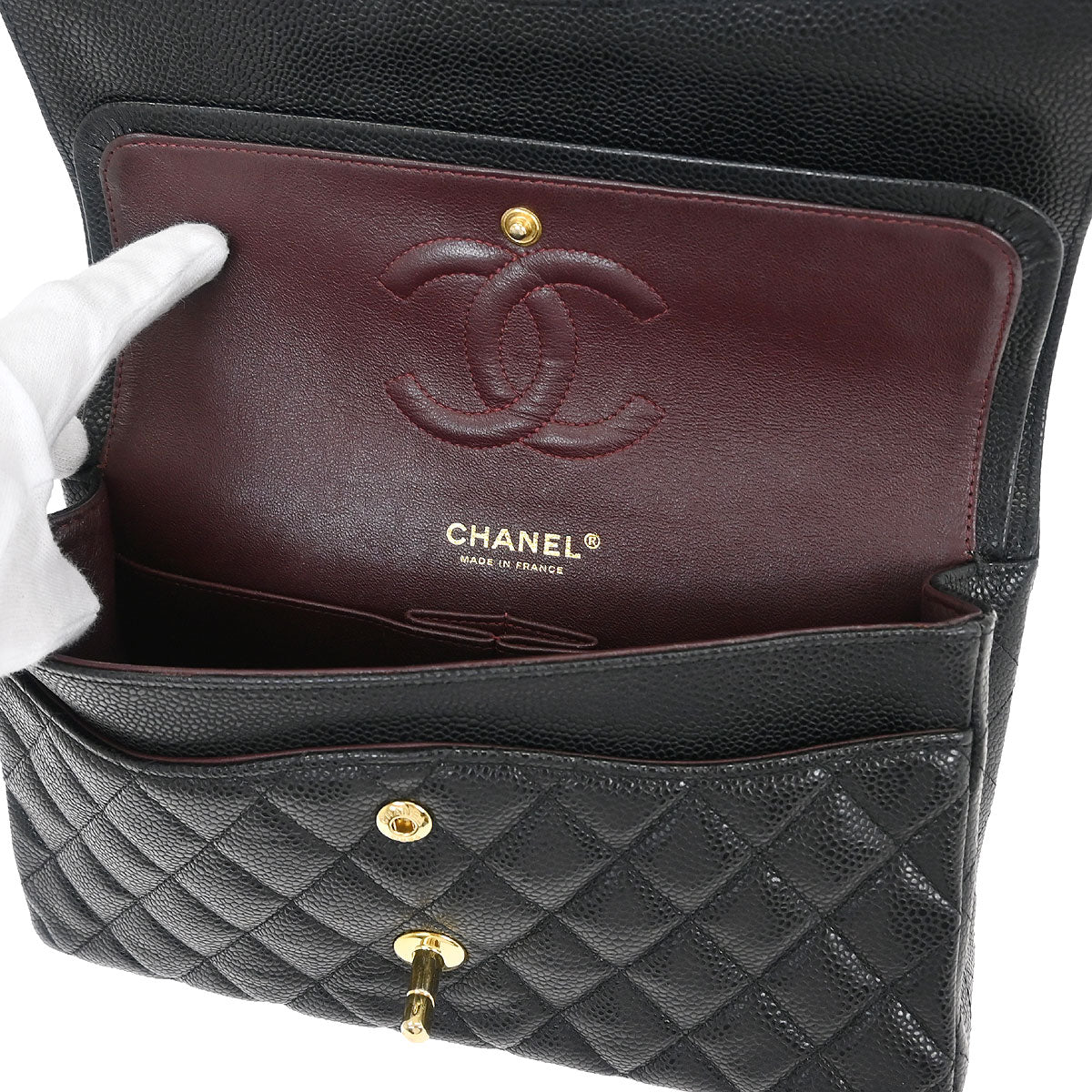 Chanel Black Caviar Medium Classic Double Flap Shoulder Bag