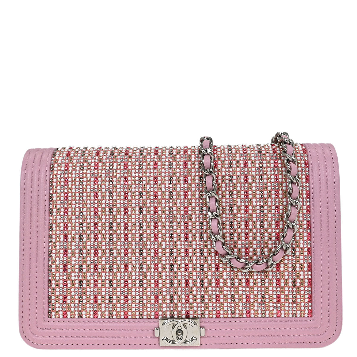 Chanel Pink Lambskin Rhinestone WOC Wallet On Chain