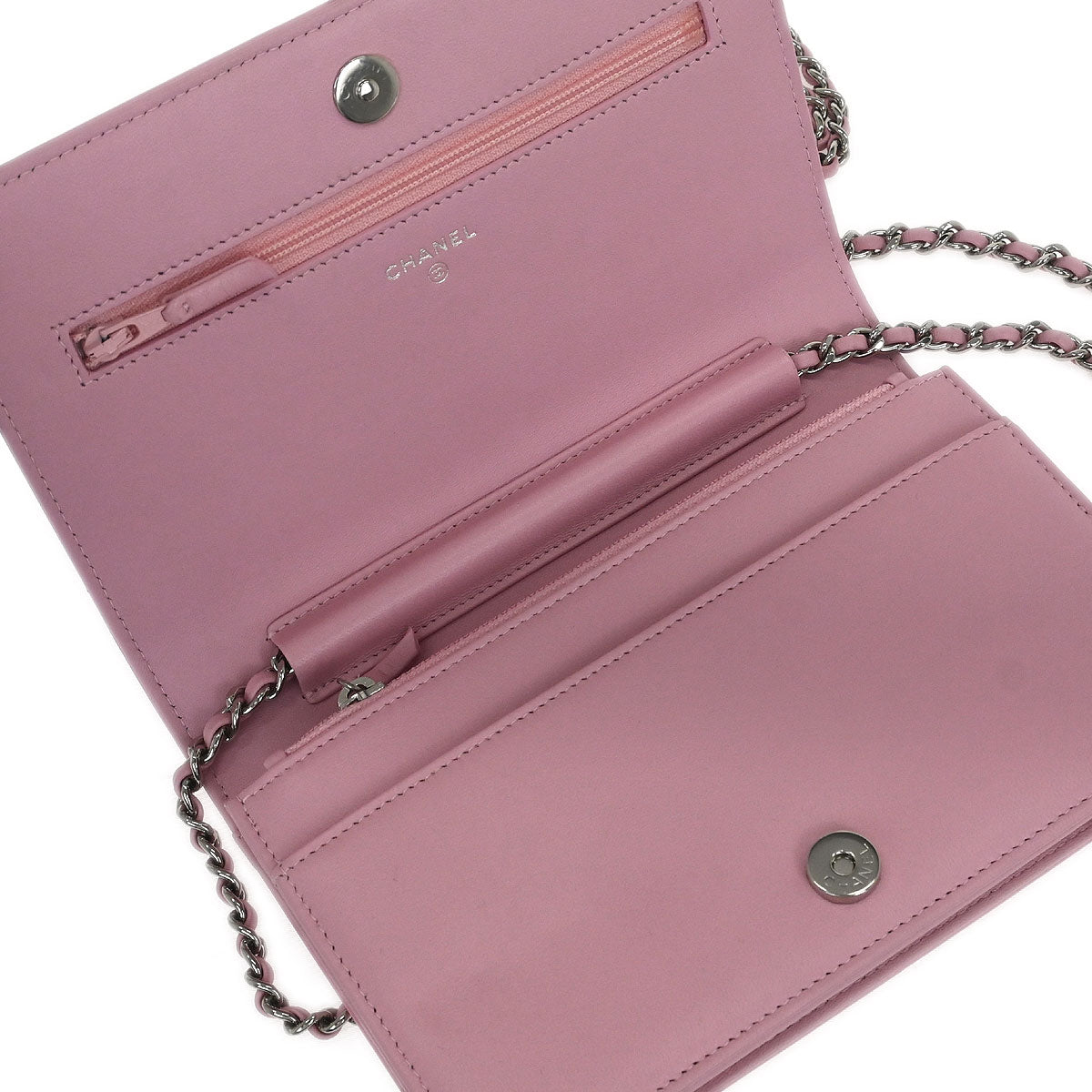 Chanel 2017 Pink Lambskin Rhinestone WOC Wallet On Chain