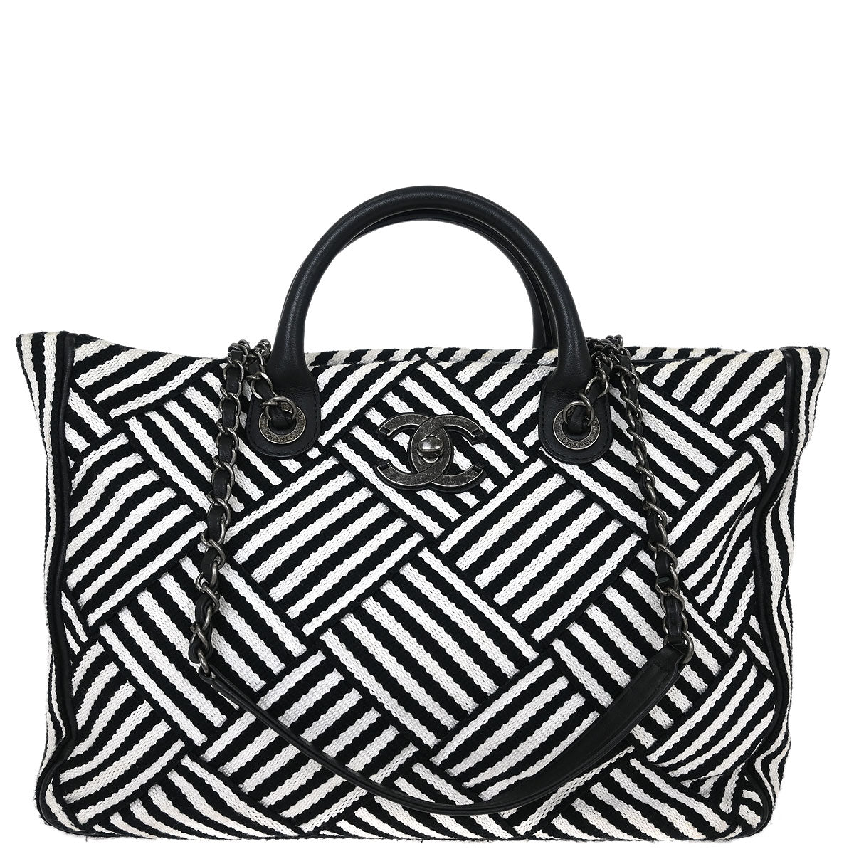 Chanel Black Canvas Small New Deauville 2way Shoulder Tote Bag