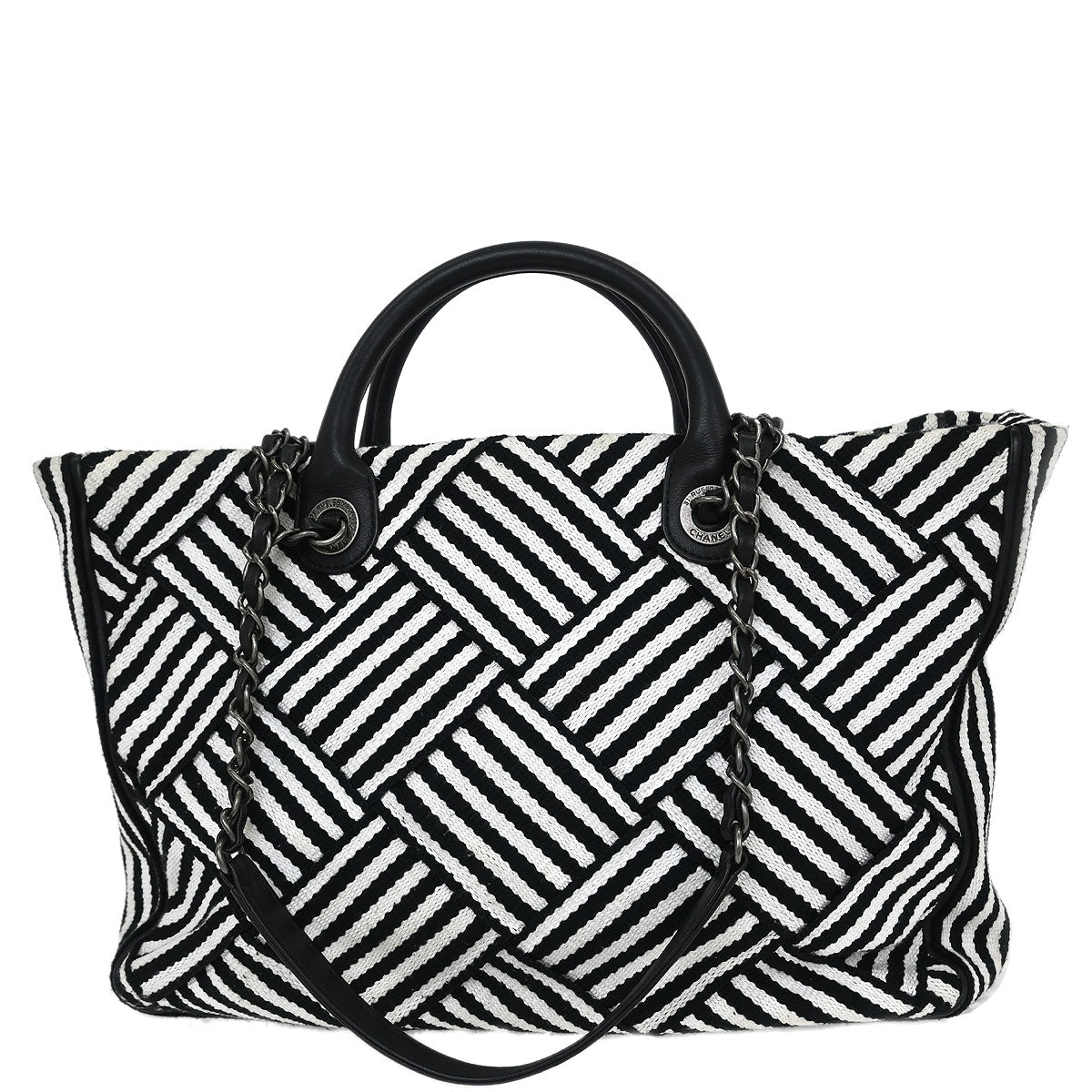 Chanel Black Canvas Small New Deauville 2way Shoulder Tote Bag