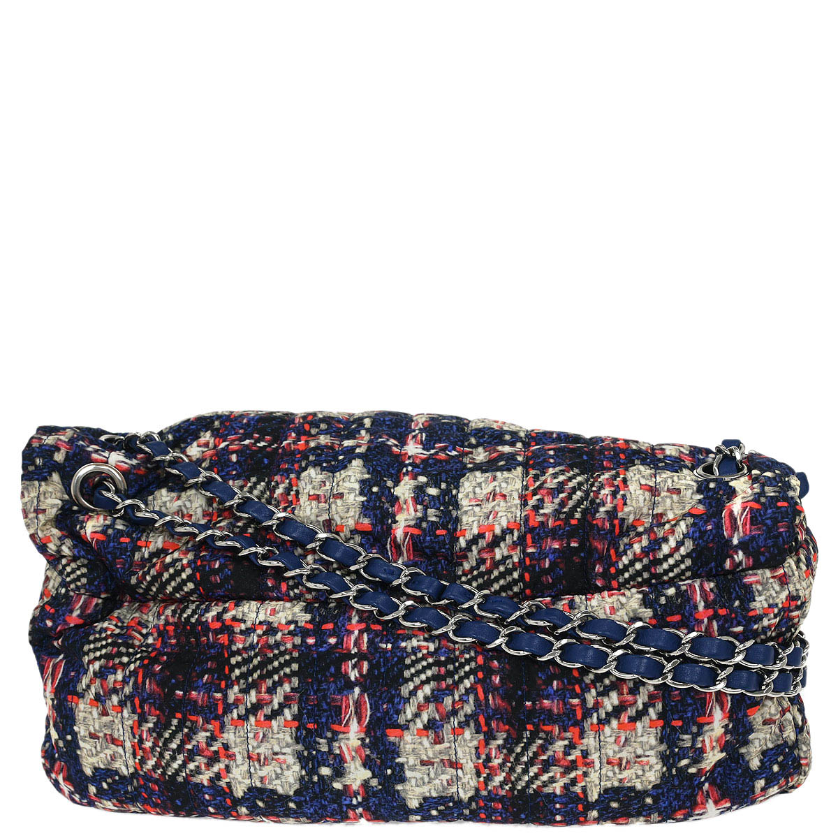 Chanel Navy Nylon Tweed Print Shoulder Bag