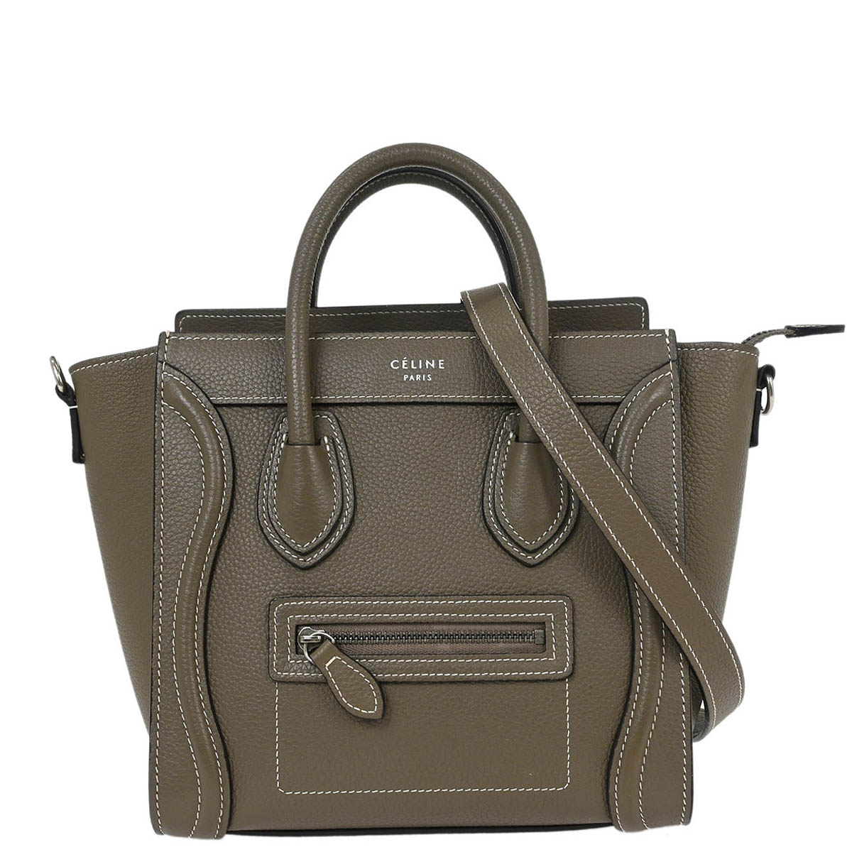 Celine Brown Leather Nano Luggage Tote Handbag