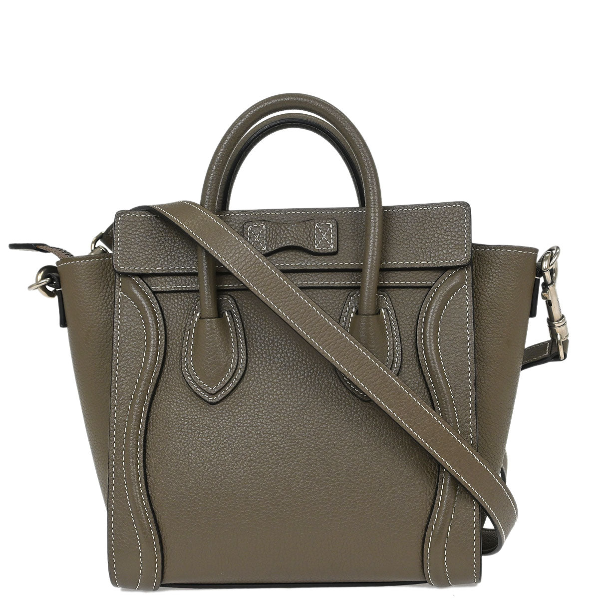 Celine Brown Leather Nano Luggage Tote Handbag
