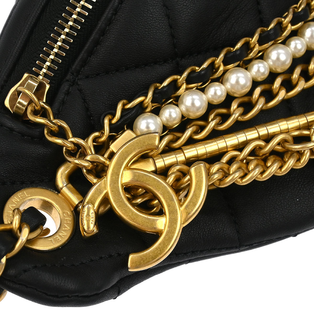 Chanel Black Calfskin All About Chains Bum Bag