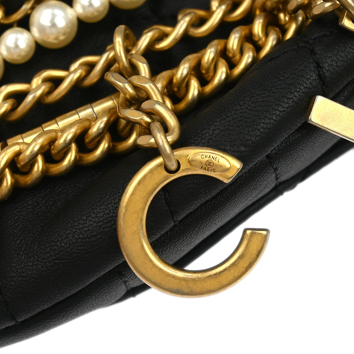 Chanel Black Calfskin All About Chains Bum Bag