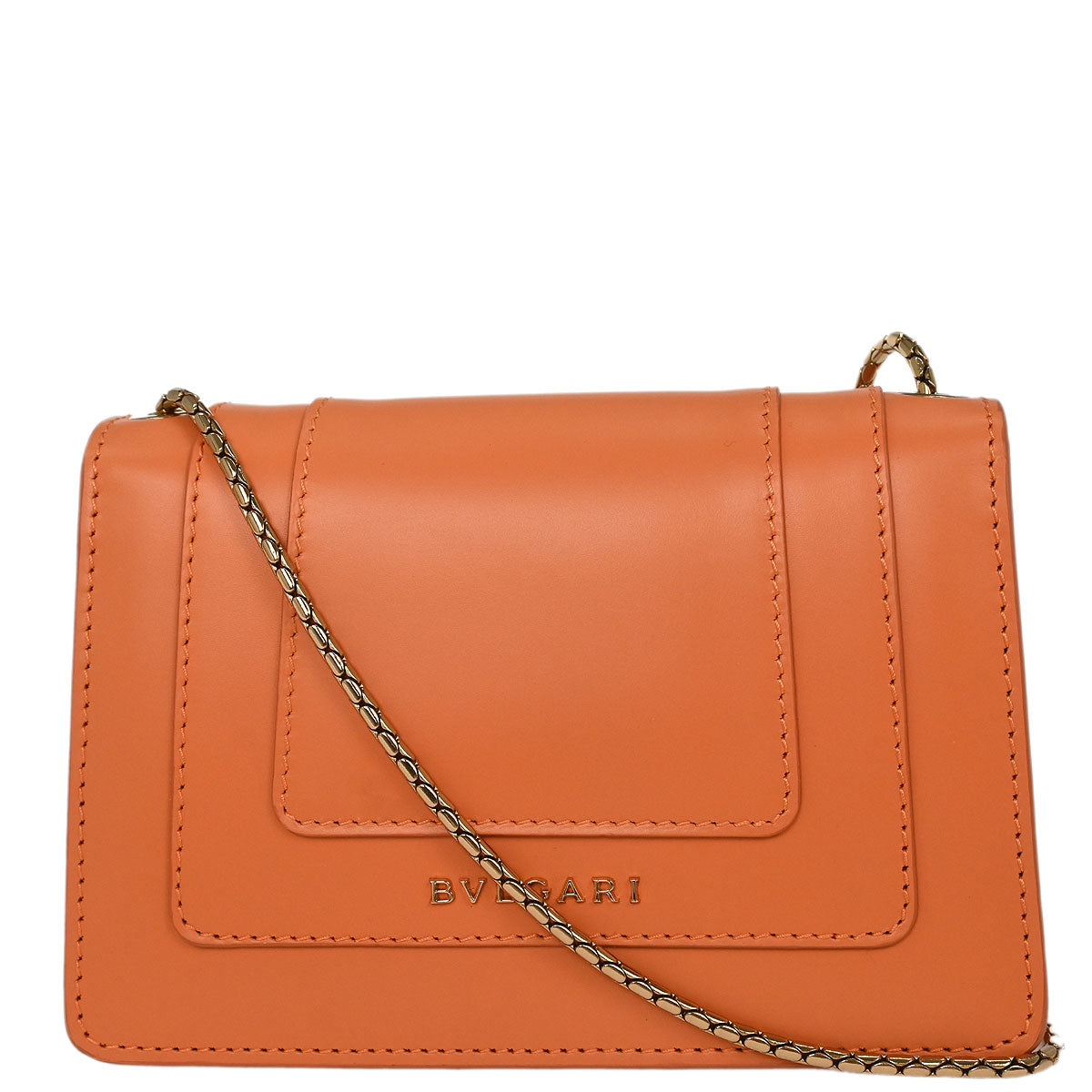 Bvlgari Light Orange Leather Serpenti Forever Shoulder Bag