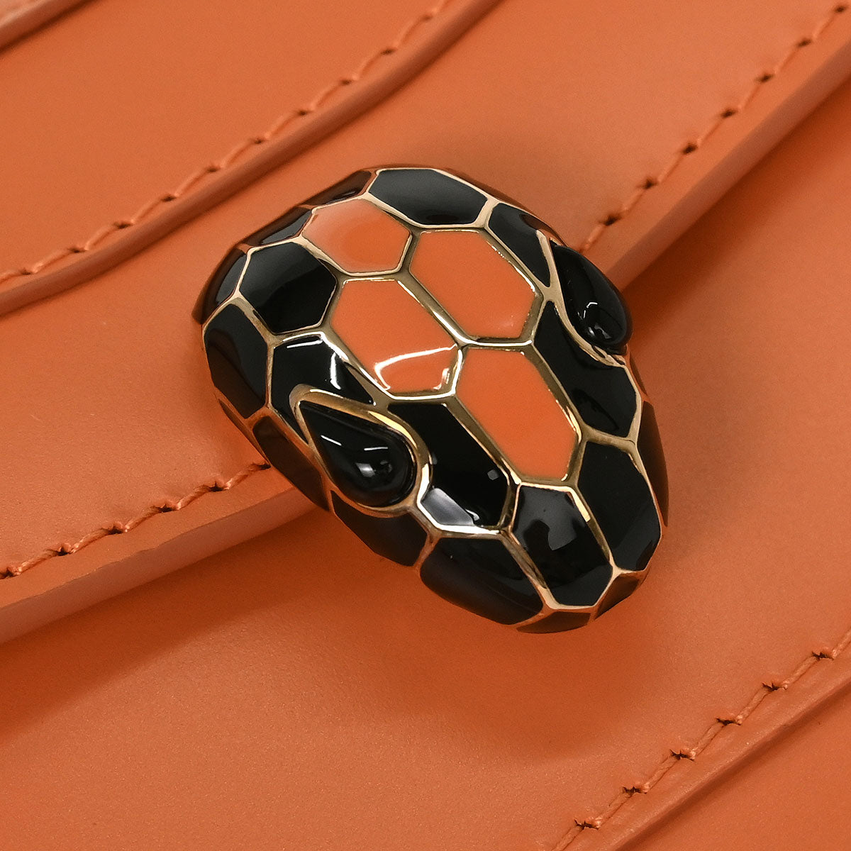 Bvlgari Light Orange Leather Serpenti Forever Shoulder Bag