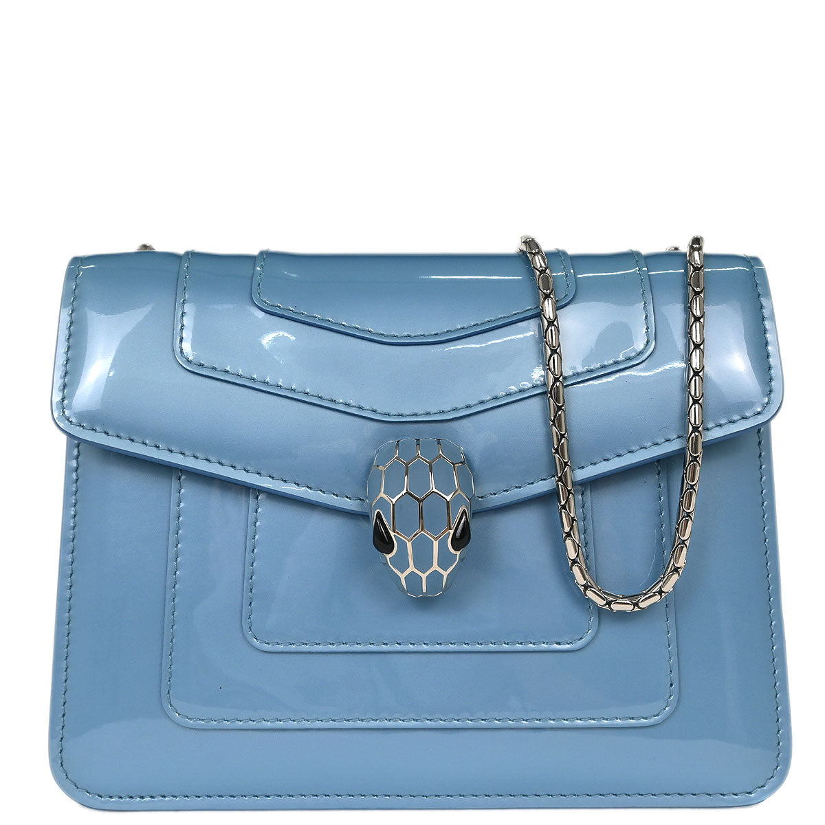 Bvlgari Light Blue Patent Leather Serpenti Forever Shoulder Bag