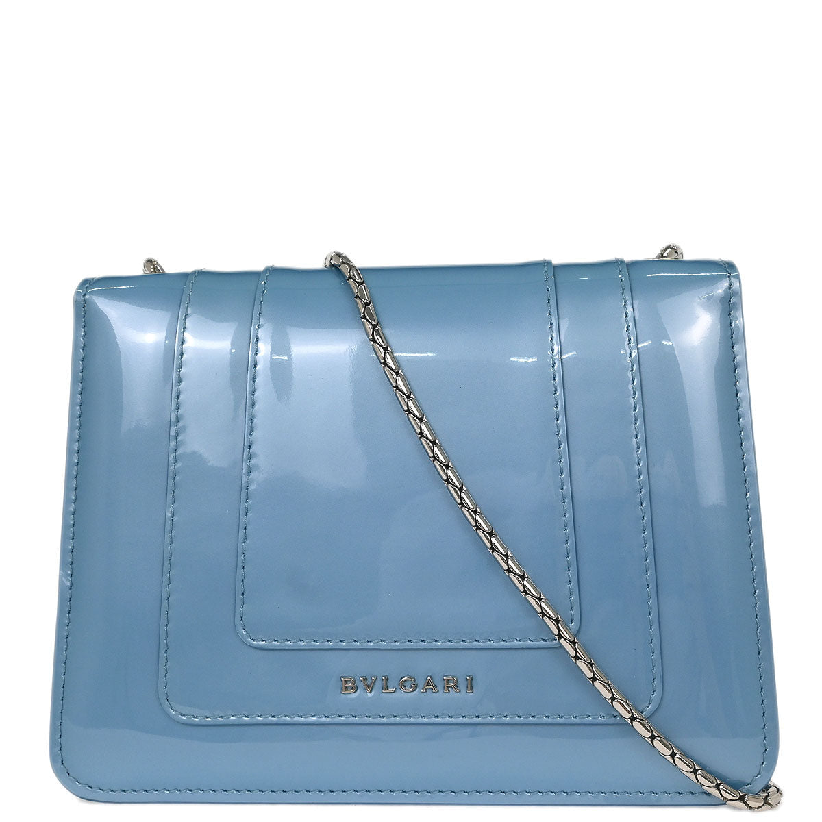 Bvlgari Light Blue Patent Leather Serpenti Forever Shoulder Bag