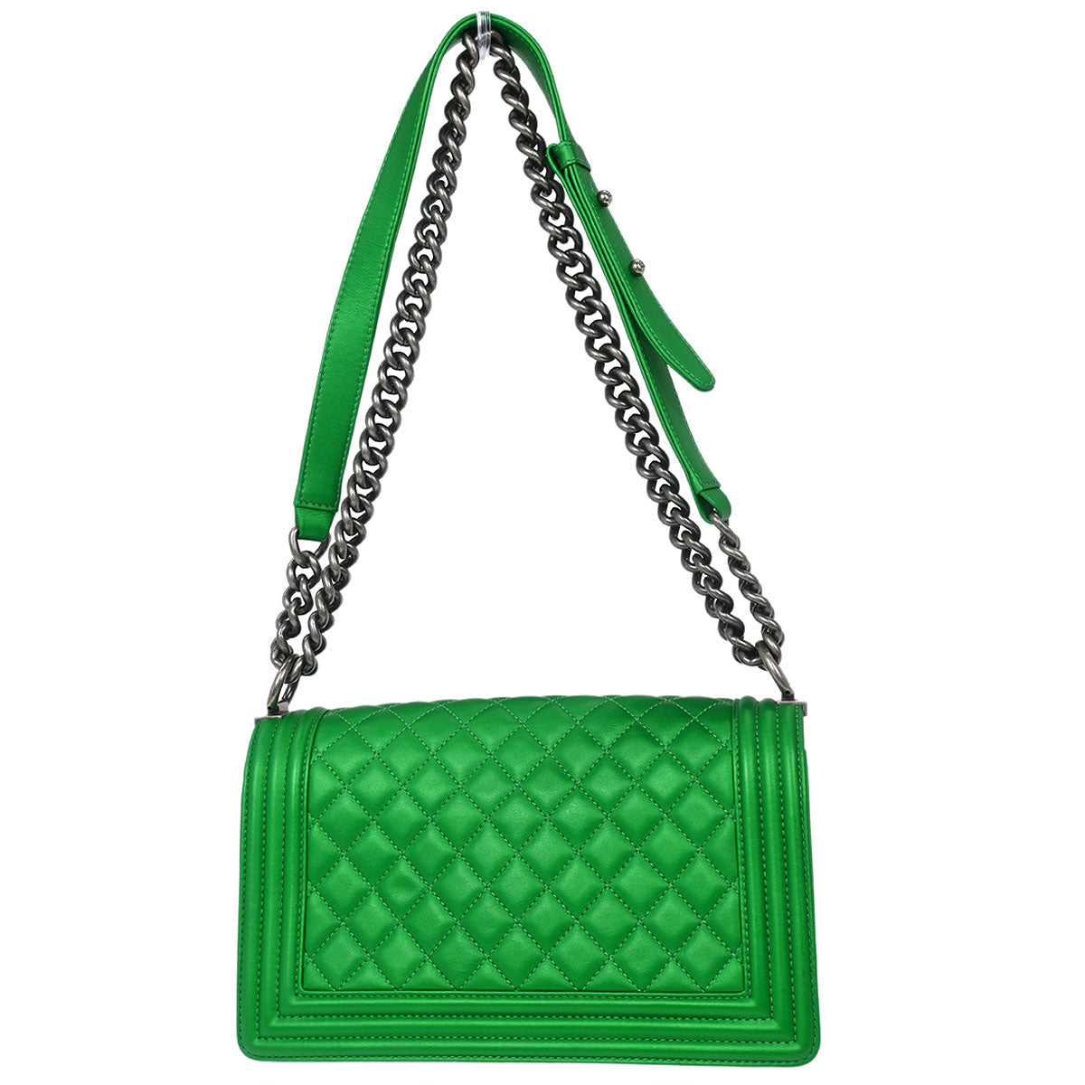 Boy Chanel Green Lambskin Medium Shoulder Bag