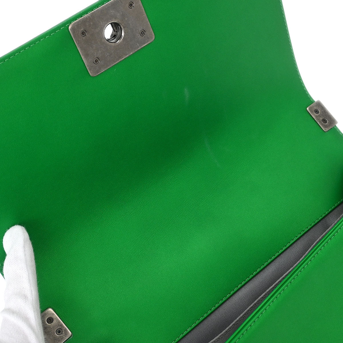 Boy Chanel Green Lambskin Medium Shoulder Bag