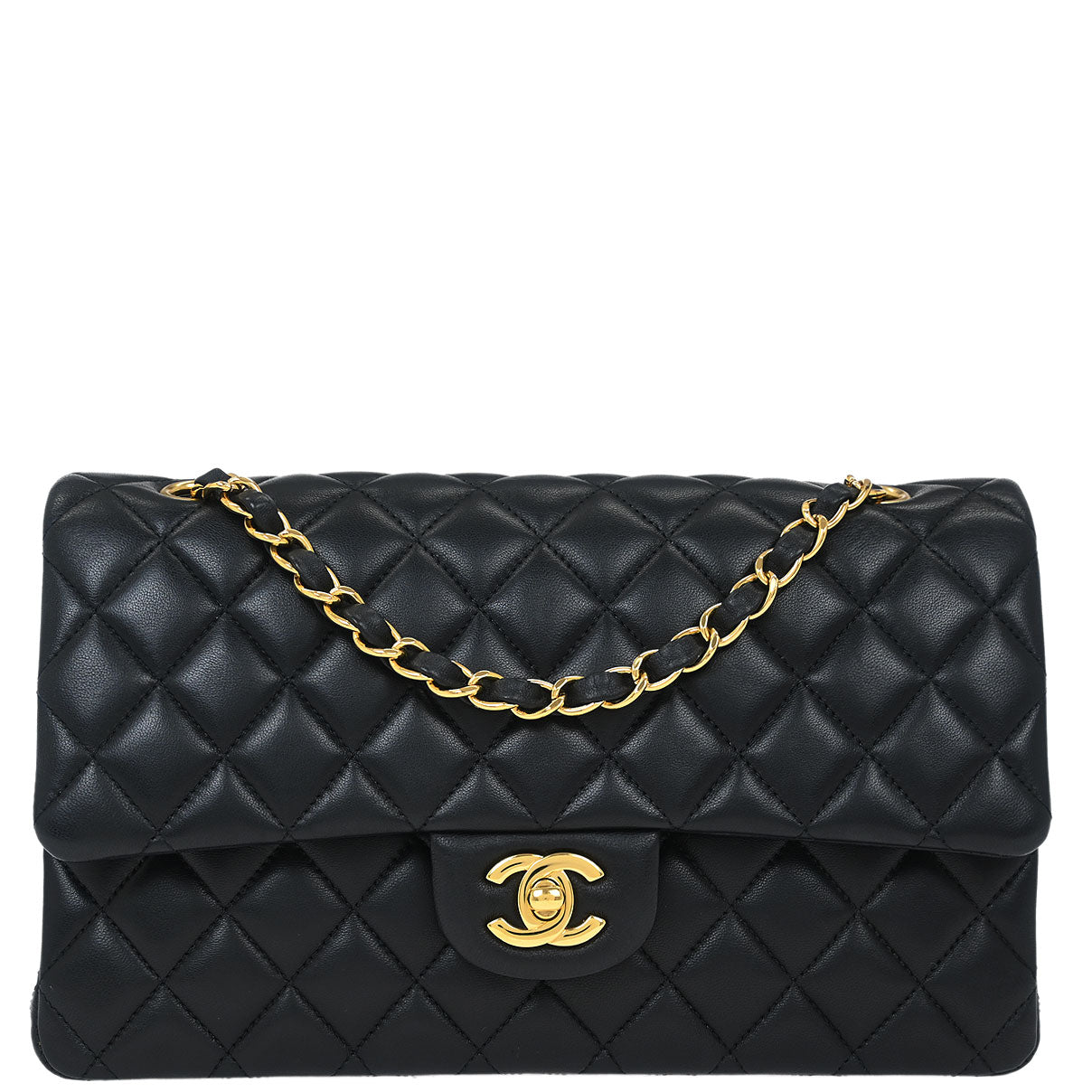 Chanel 2017 Black Lambskin Medium Classic Double Flap Shoulder Bag