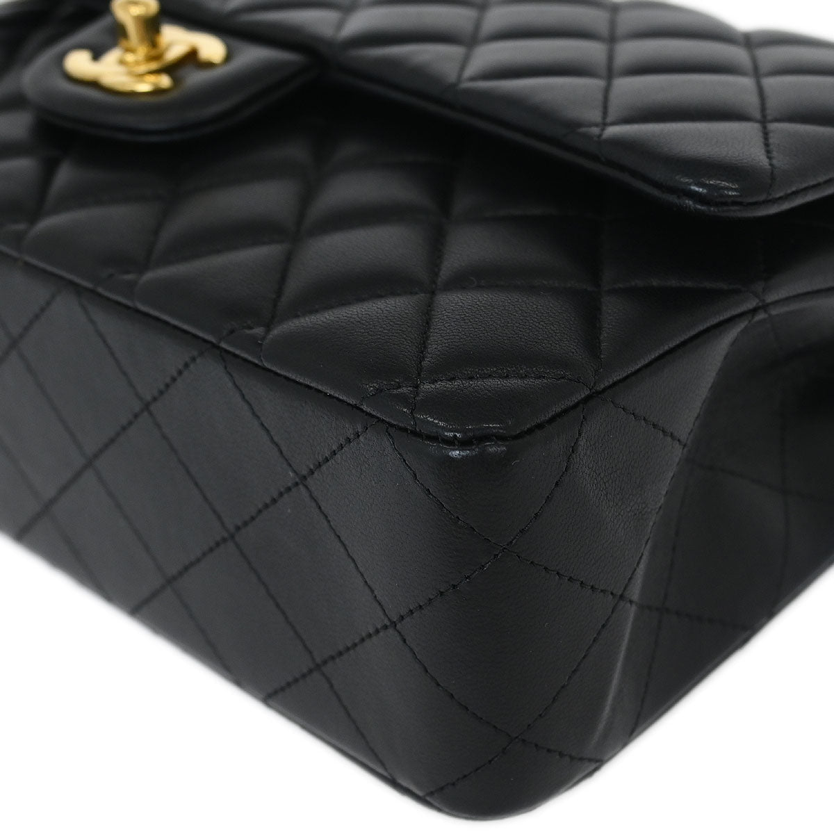 Chanel 2017 Black Lambskin Medium Classic Double Flap Shoulder Bag