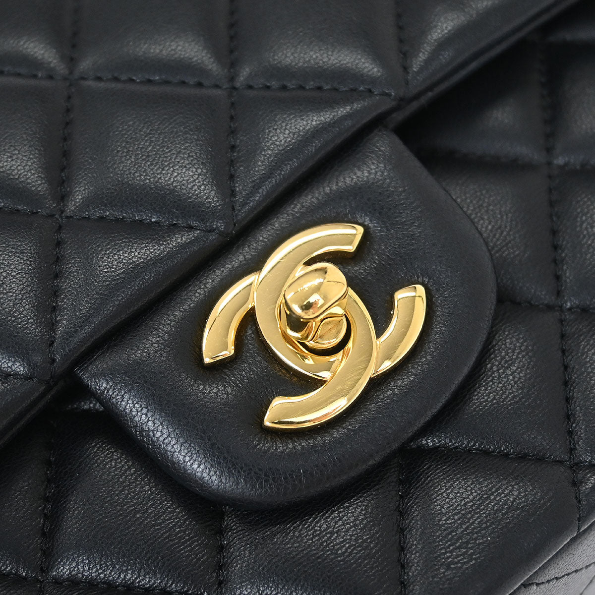 Chanel 2017 Black Lambskin Medium Classic Double Flap Shoulder Bag