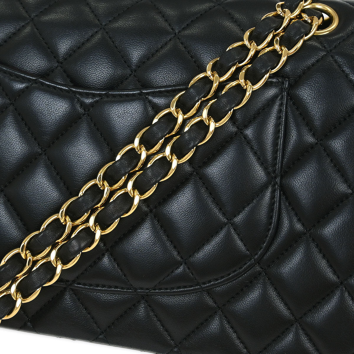 Chanel 2017 Black Lambskin Medium Classic Double Flap Shoulder Bag