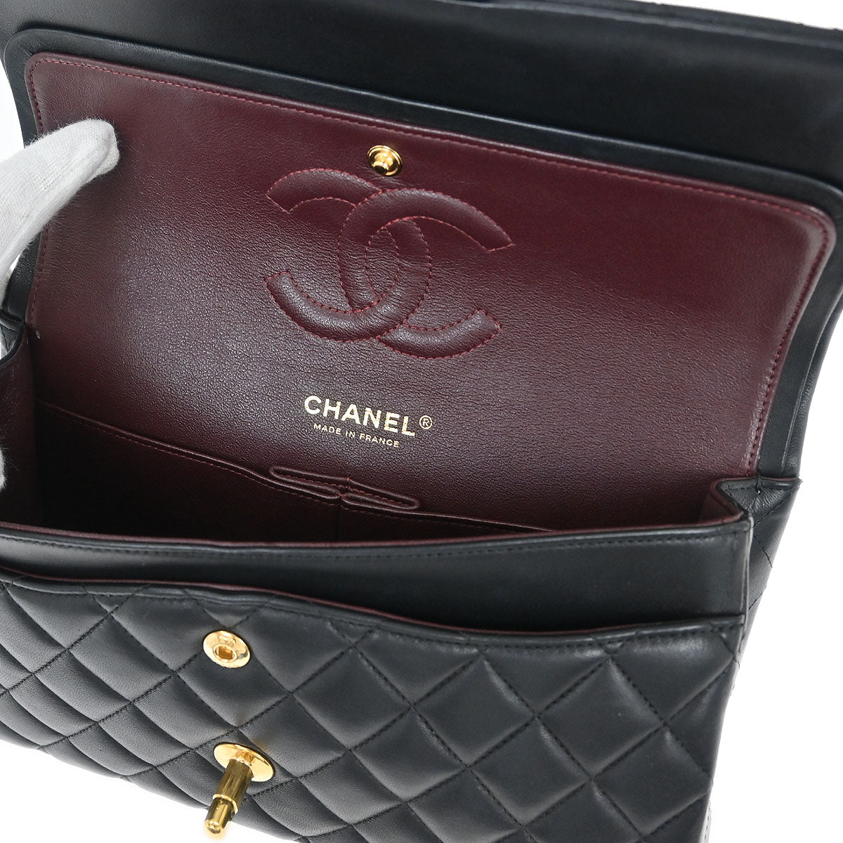 Chanel 2017 Black Lambskin Medium Classic Double Flap Shoulder Bag