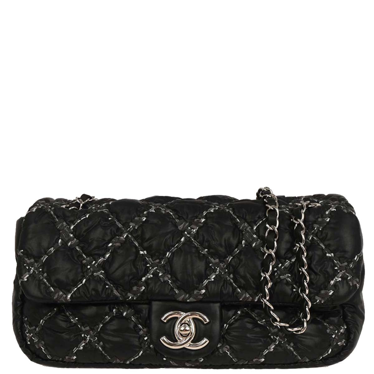 Chanel 2010-2011 Black Nylon Paris-Byzance Tweed On Stitch Flap Shoulder Bag