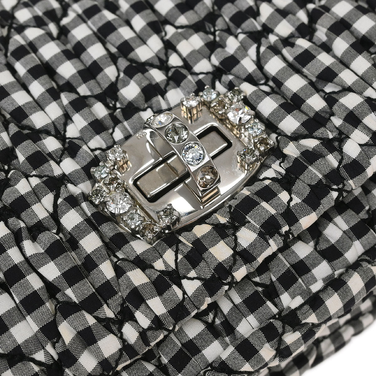 Miu Miu Black White Matelasse Bijou Chain Shoulder Bag