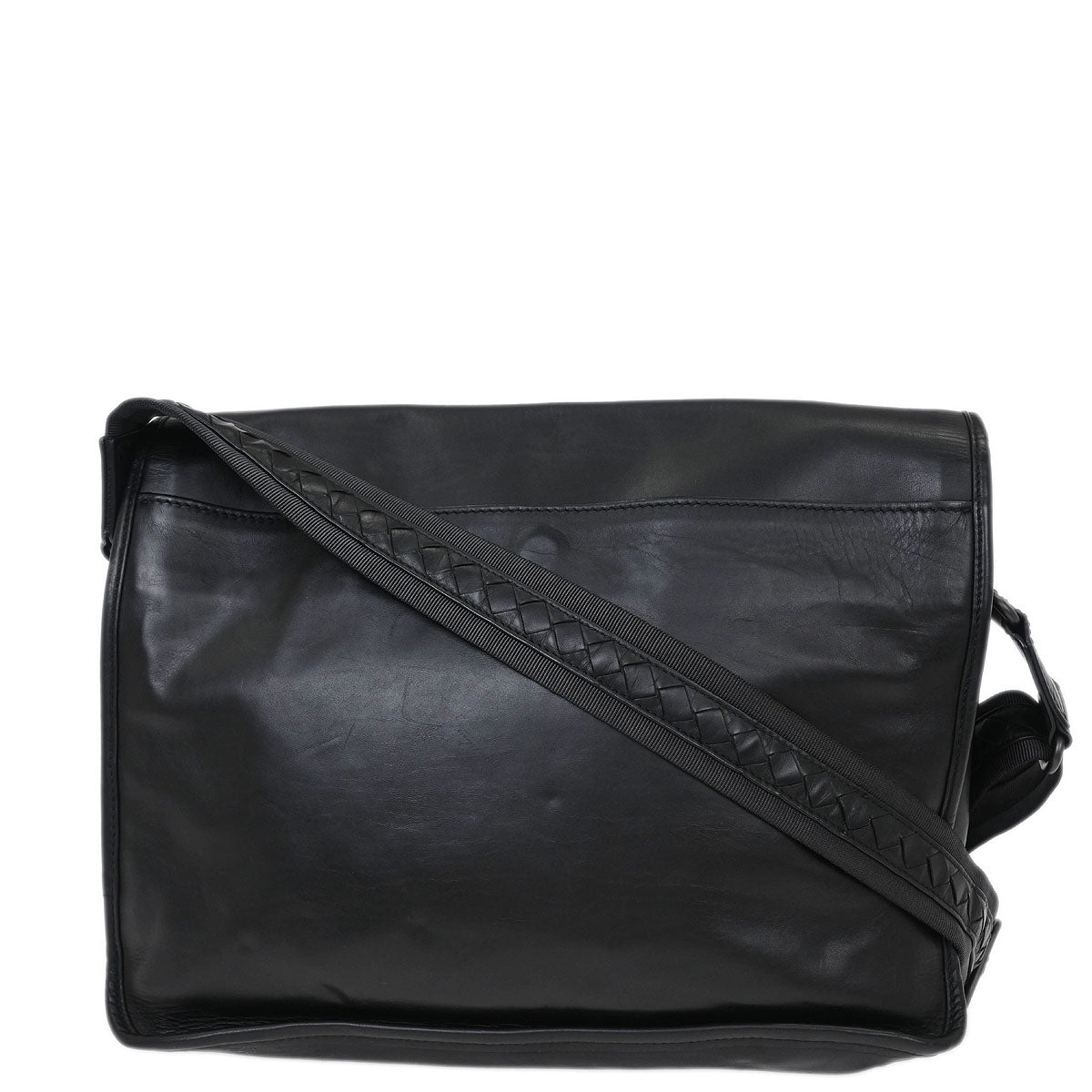 Bottega Veneta Black Intrecciato Messenger Bag