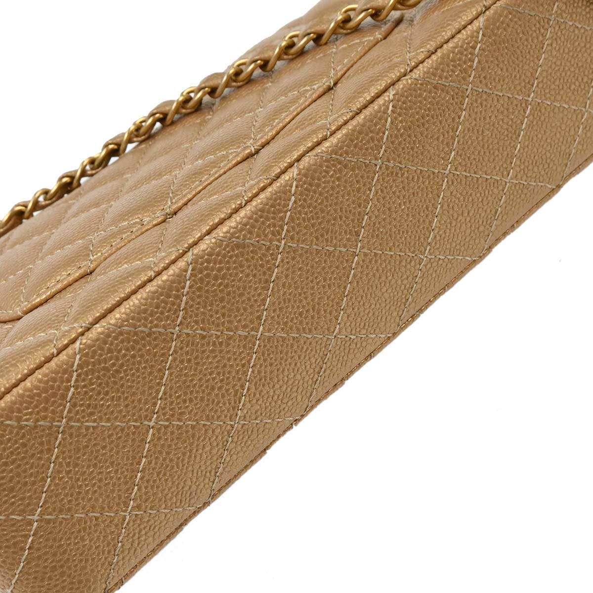 Chanel Metallic Gold Caviar Medium Classic Double Flap Shoulder Bag
