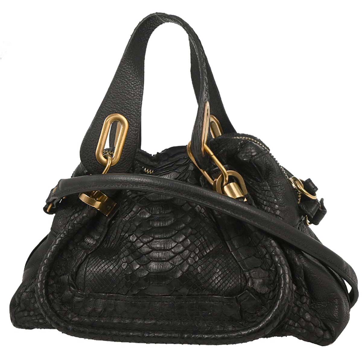 Chloe * Black Python Paraty 2way Shoulder Handbag
