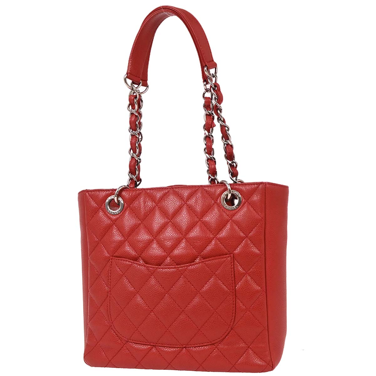 Chanel Red Caviar Petite Shopping Tote PST Chain Handbag