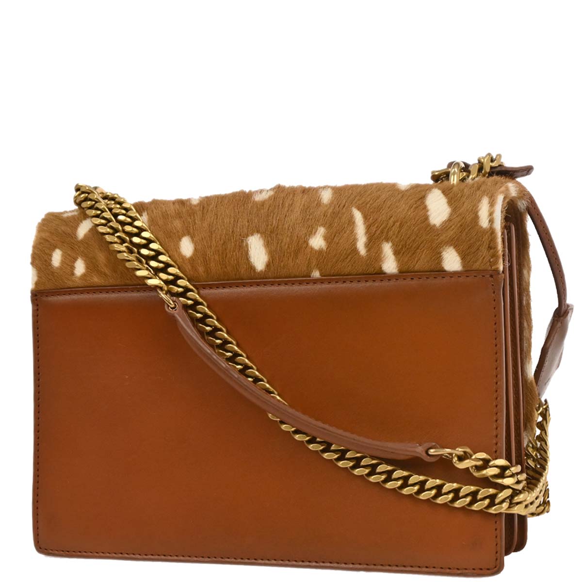 Saint Laurent * Brown Leather Pony Hair Sunset Shoulder Bag