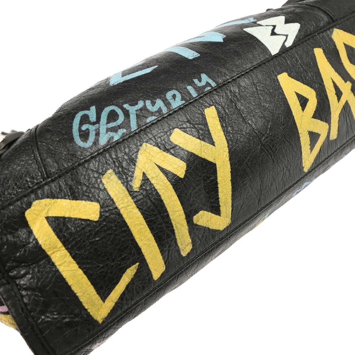 Balenciaga Black City Small Graffiti Handbag