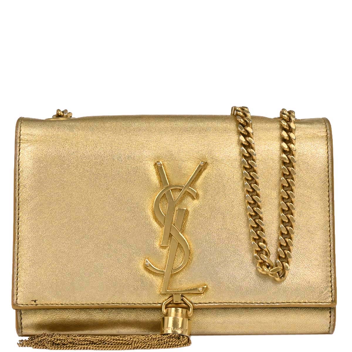 Saint Laurent Gold Leather Kate Shoulder Bag