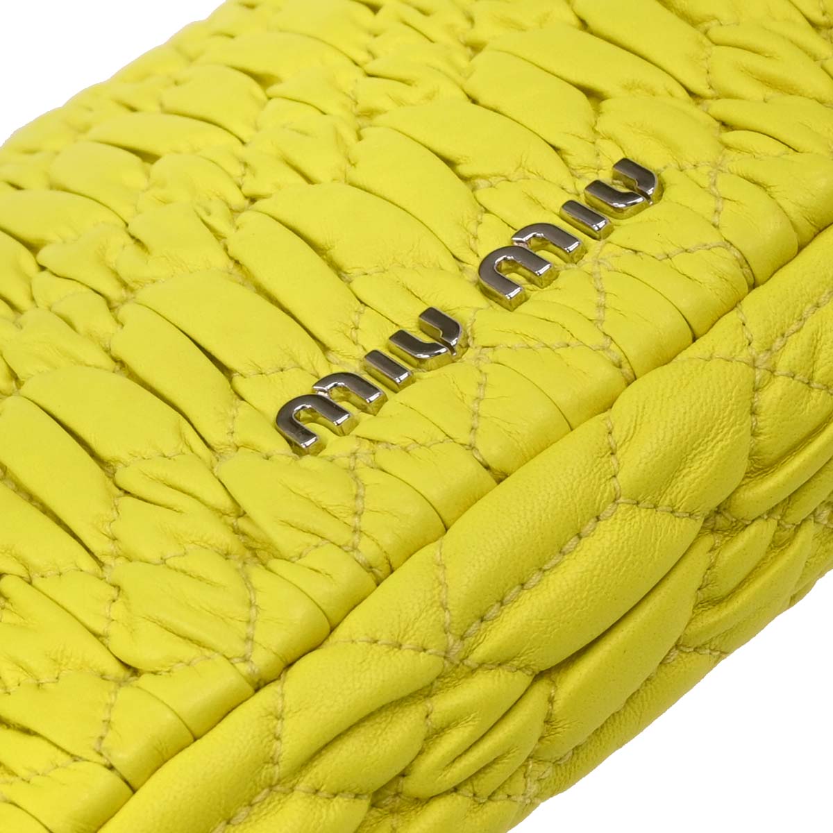 Miu Miu Yellow Lambskin Nappa Crystal Handbag
