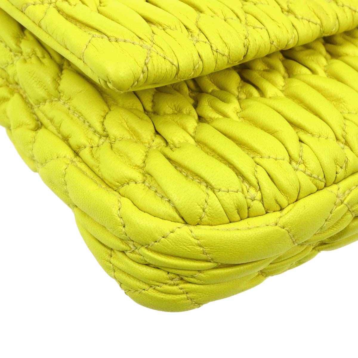 Miu Miu Yellow Lambskin Nappa Crystal Handbag
