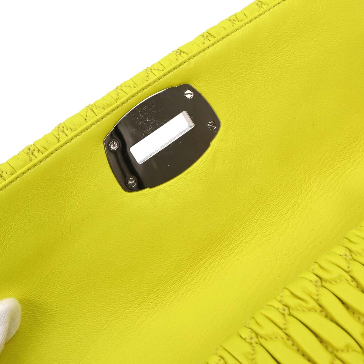 Miu Miu Yellow Lambskin Nappa Crystal Handbag