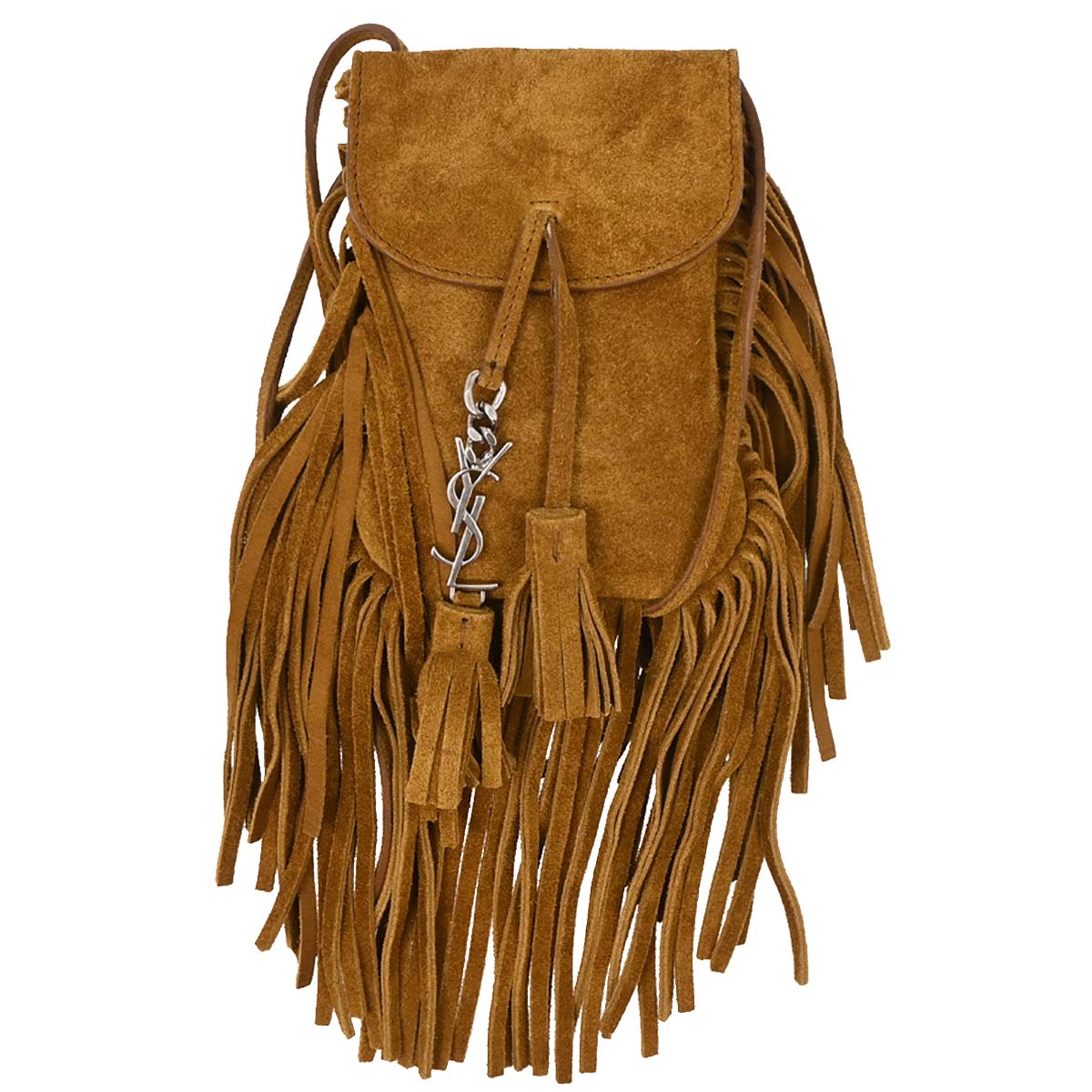 Saint Laurent Brown Suede Toy Anita Fringe Crossbody Bag