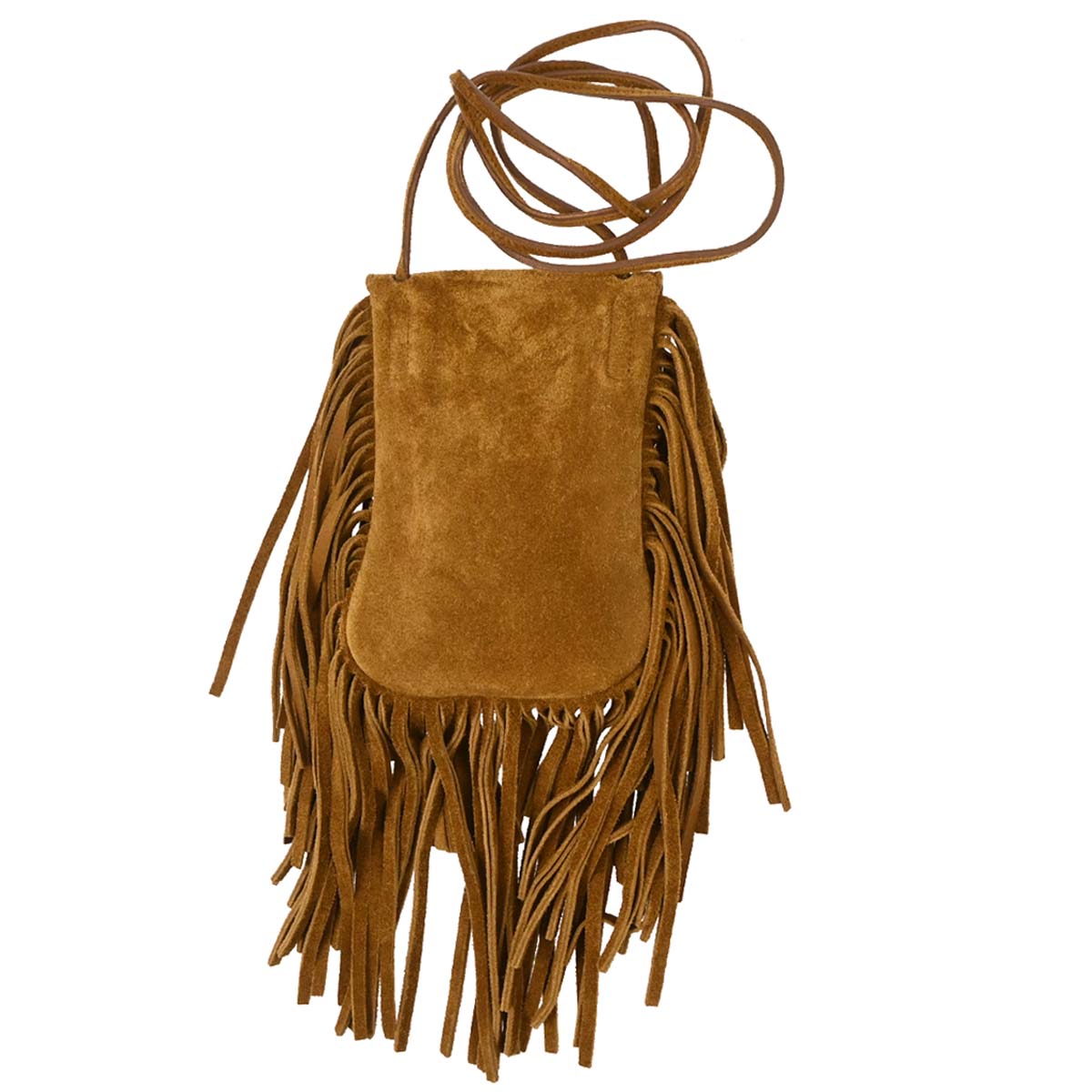 Saint Laurent Brown Suede Toy Anita Fringe Crossbody Bag