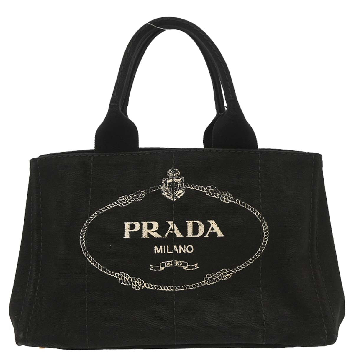 Prada Black Canvas Canapa Tote Handbag