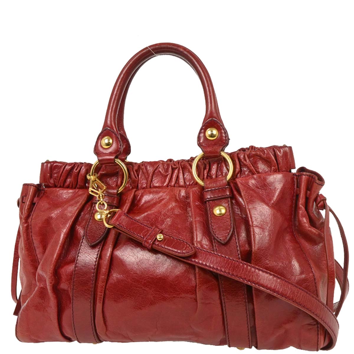 Miu Miu Red Leather 2way Shoulder Tote Handbag