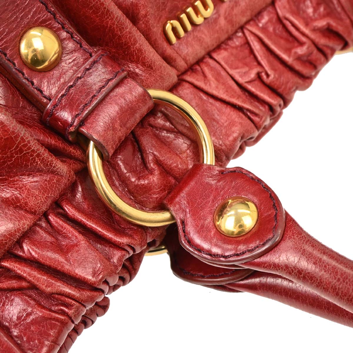 Miu Miu Red Leather 2way Shoulder Tote Handbag