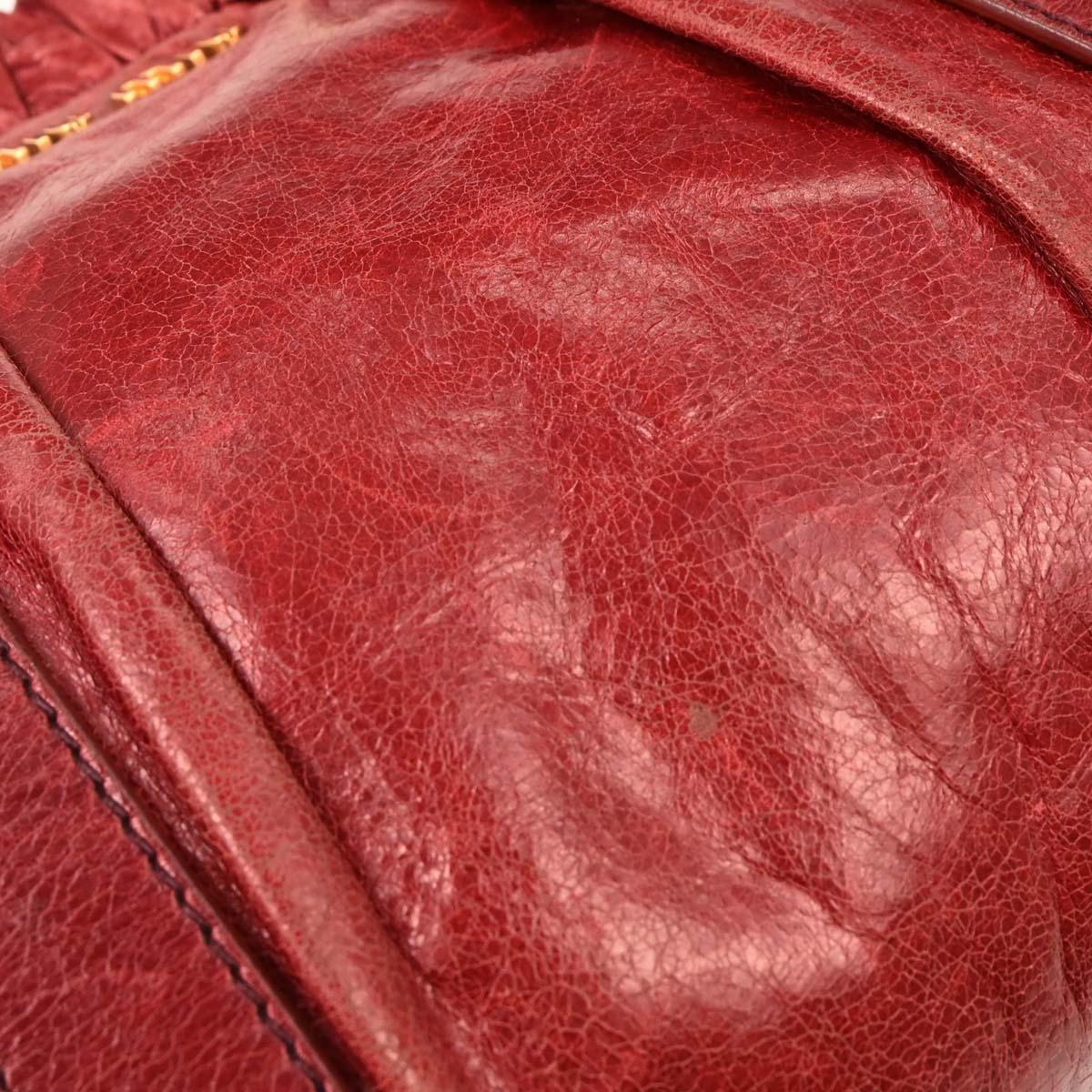 Miu Miu Red Leather 2way Shoulder Tote Handbag