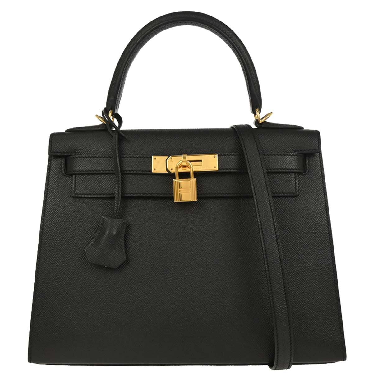 Hermes Black Epsom Kelly 28 Sellier 2way Shoulder Handbag