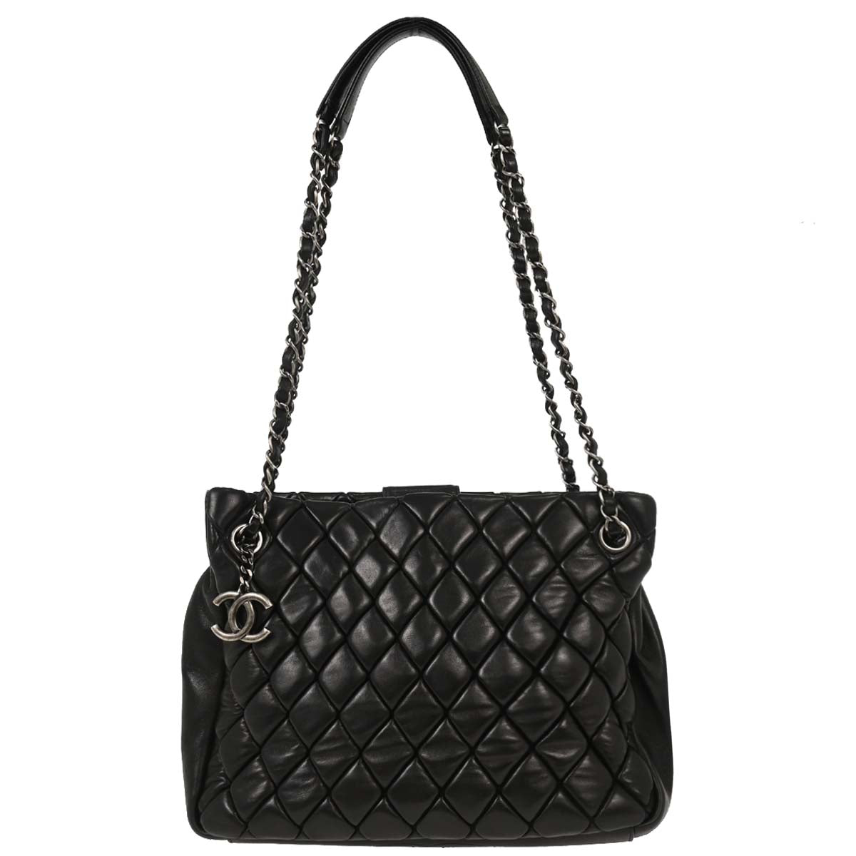Chanel Black Lambskin Tote Shoulder Bag