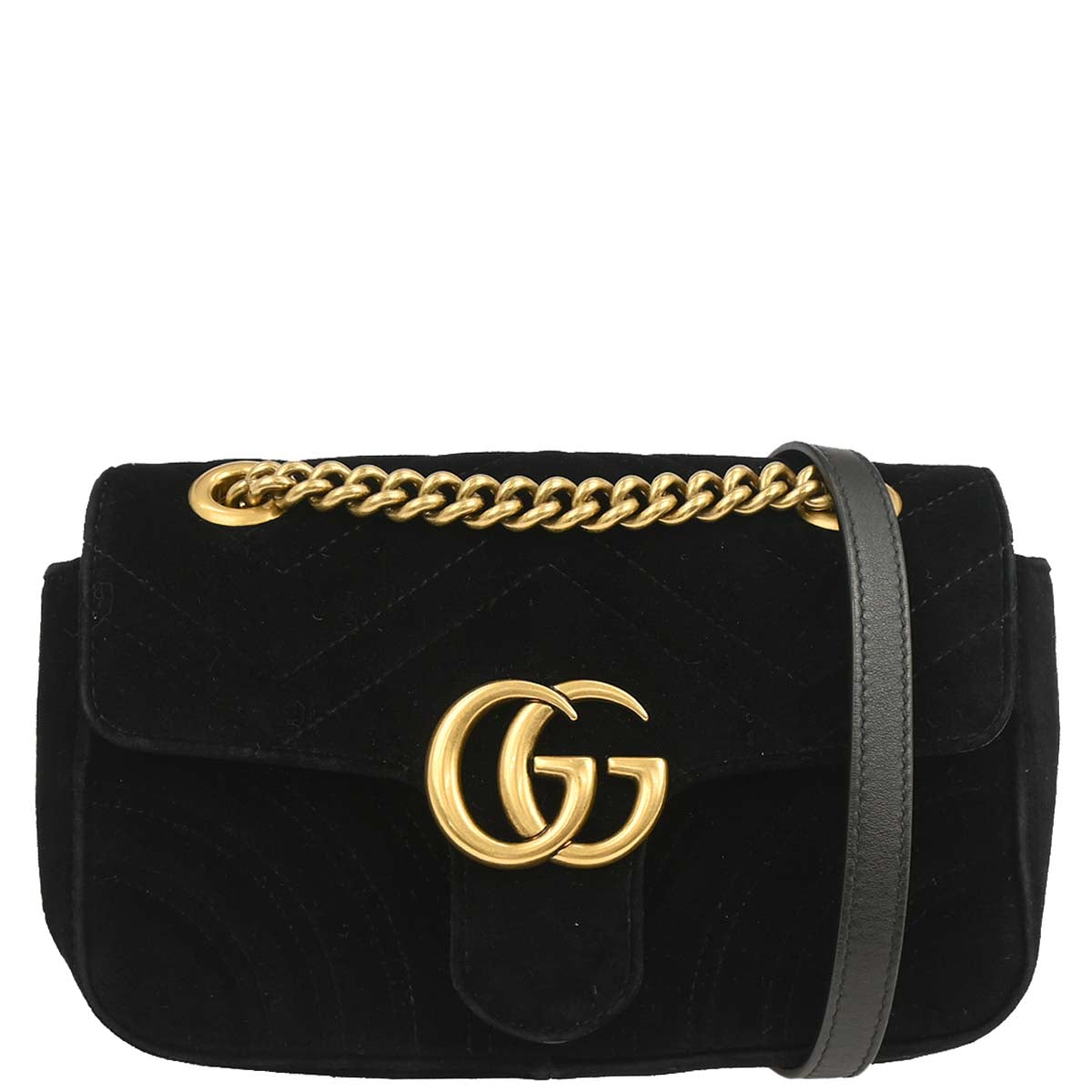 Gucci Black Velvet Marmont Shoulder Bag
