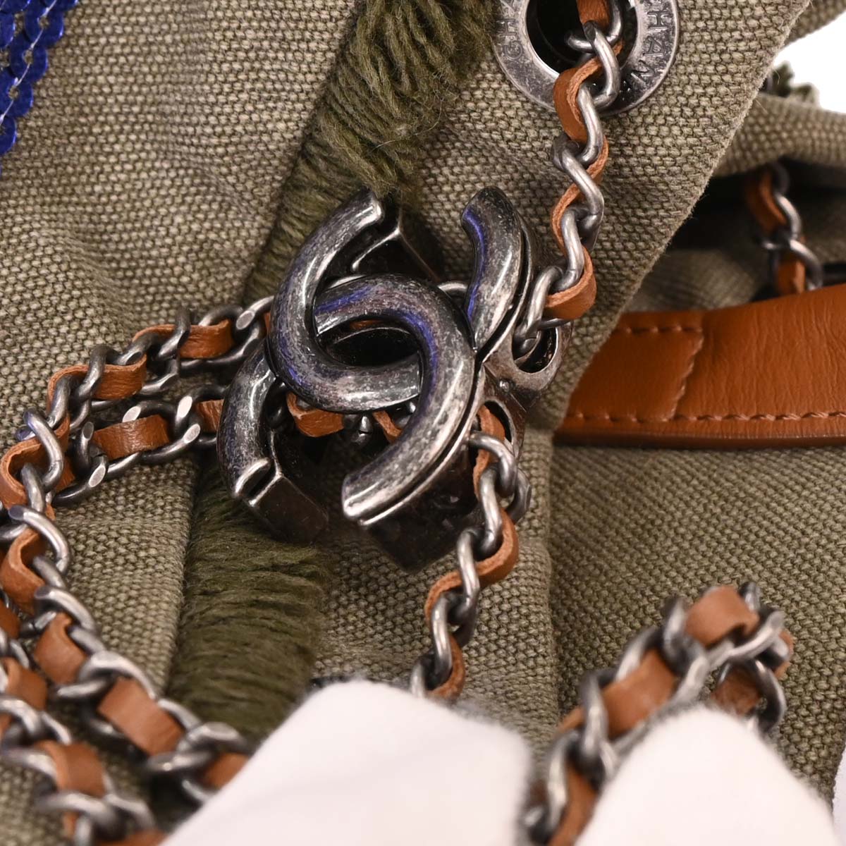 Chanel Gray Canvas Sequins Paris-Cuba Cubano Trip Backpack