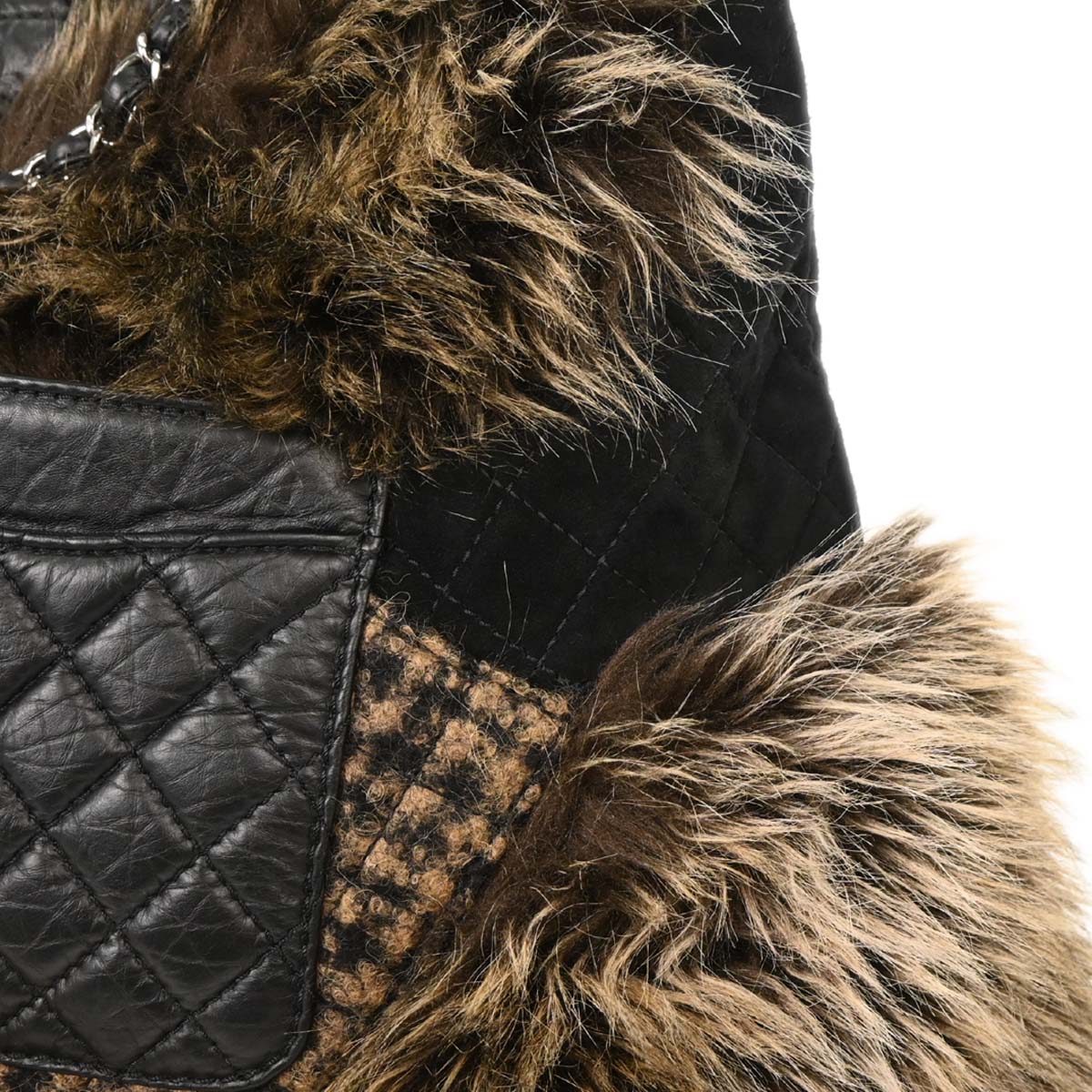 Chanel Black Calfskin Tweed Mademoiselle Lock Shoulder Bag