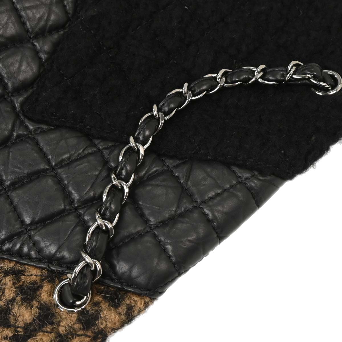 Chanel Black Calfskin Tweed Mademoiselle Lock Shoulder Bag