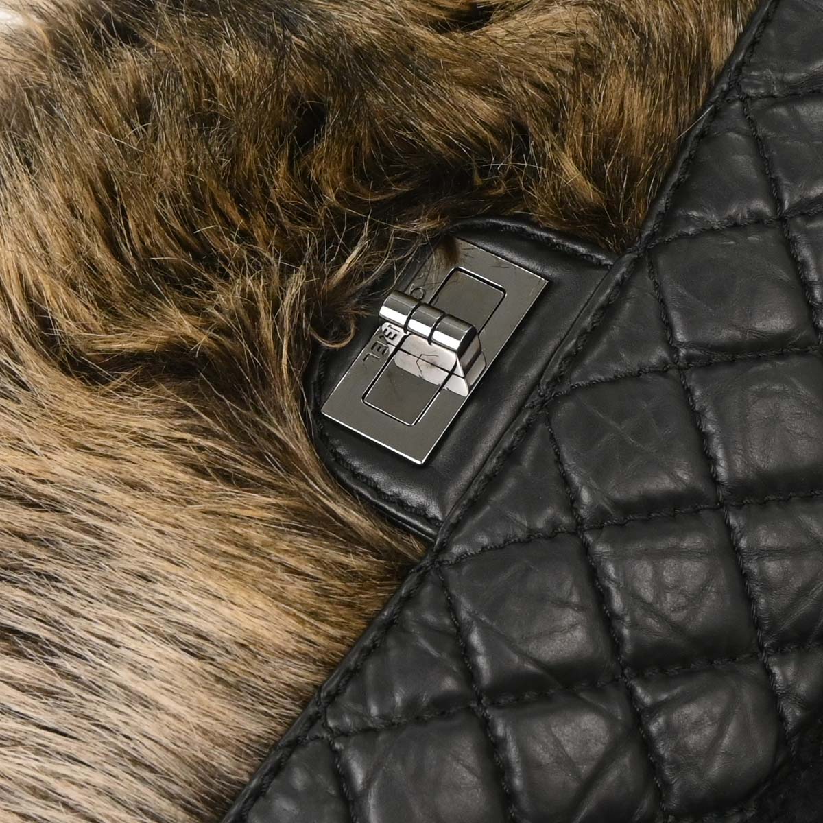 Chanel Black Calfskin Tweed Mademoiselle Lock Shoulder Bag