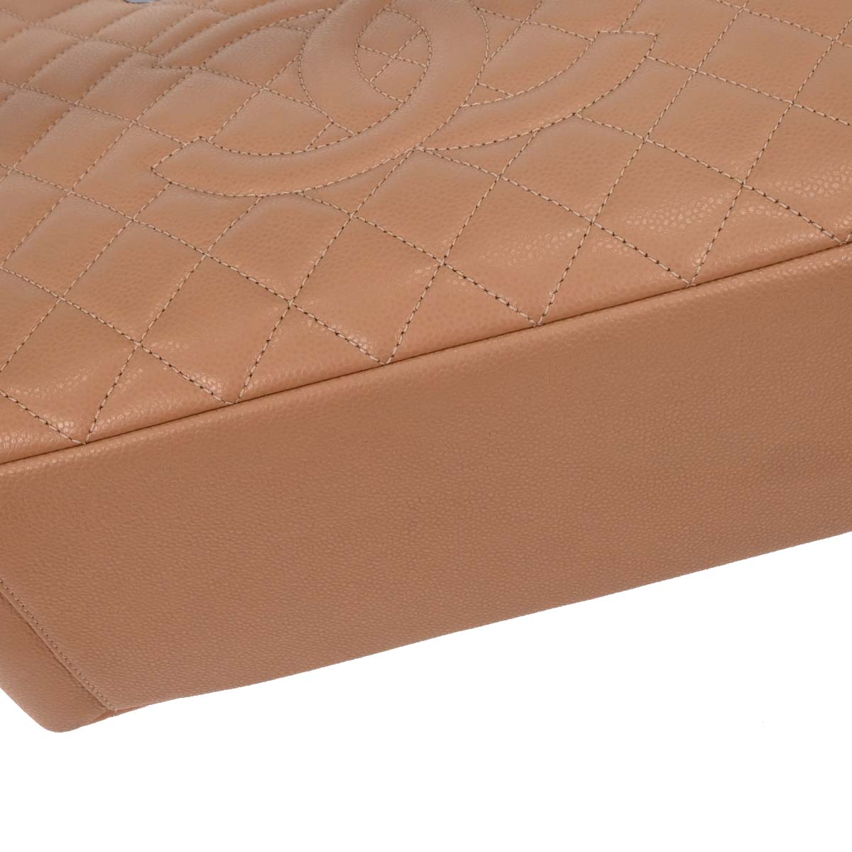 Chanel Pink Beige Caviar Grand Shopping Tote GST Chain Handbag