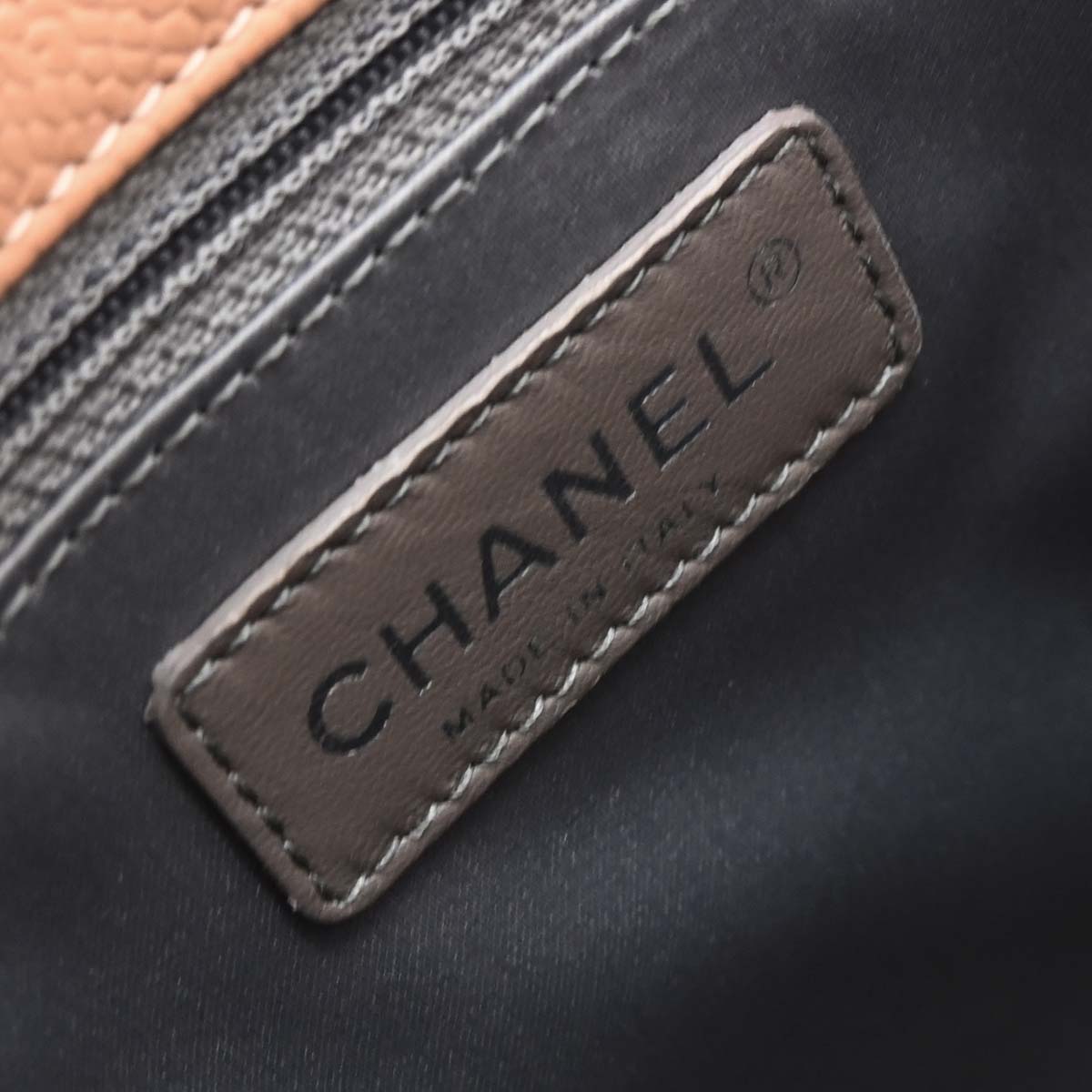 Chanel Pink Beige Caviar Grand Shopping Tote GST Chain Handbag