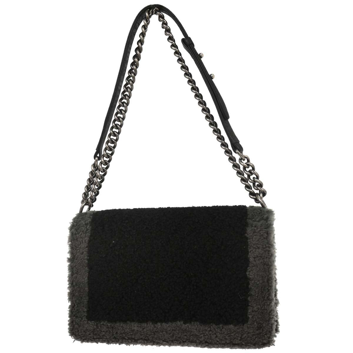 Boy Chanel 2015-2016 Black Mouton New Medium Shoulder Bag
